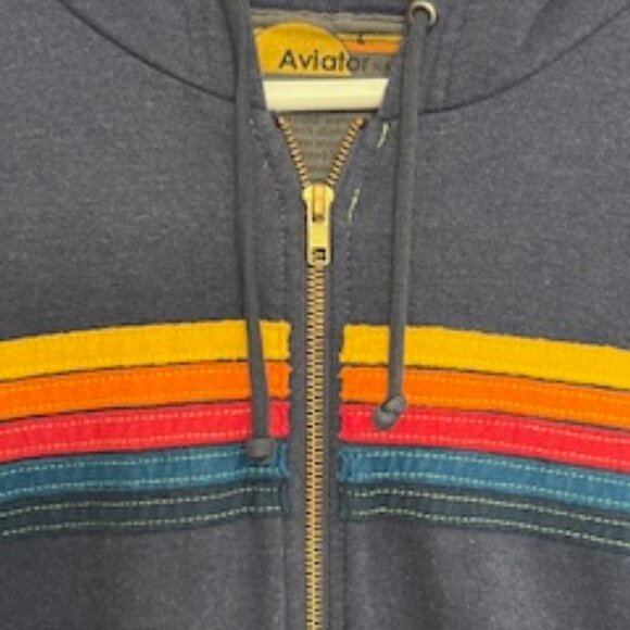 1. Aviator Nation 5 Stripe Hoodie In Navy - Picture 6 of 7